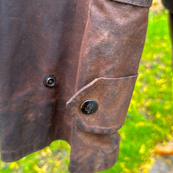 OUTBACK TRADING VINTAGE OILSKIN  DISTRESSED DUSTER JACKET- S 🐴🤠 - Picture 4 of 14